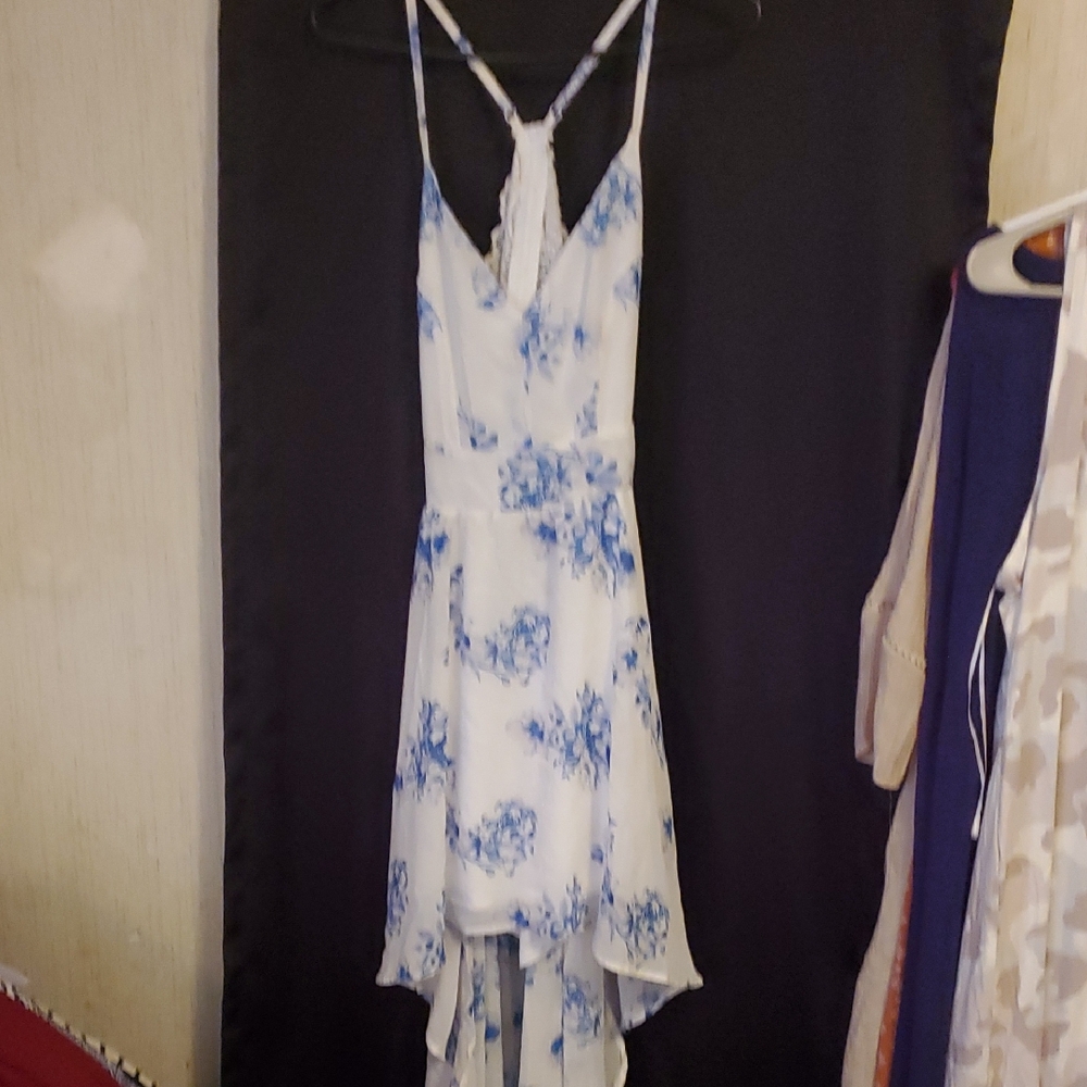 Rue21 Blue and White Asymmetrical High-Low Dress